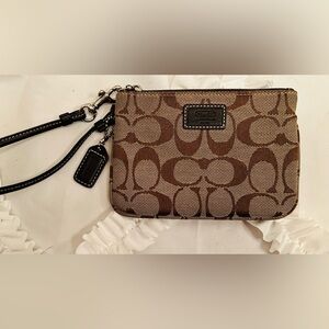 Coach Signature Brown Wristlet